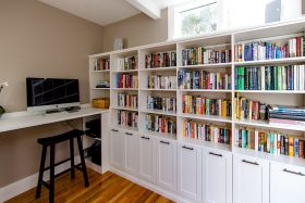 Built-In White Bookcases