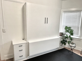 Queen Size Wall Bed with Flip Up Desk