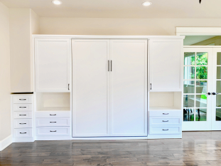 Queen Size White Murphy Bed with Shaker Style
