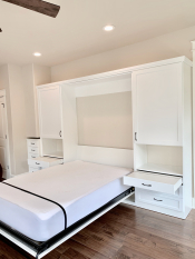 Queen Size White Murphy Bed with Shaker Style