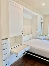 Queen Size White Murphy Bed with Shaker Style