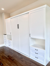 Queen Size White Murphy Bed with Shaker Style