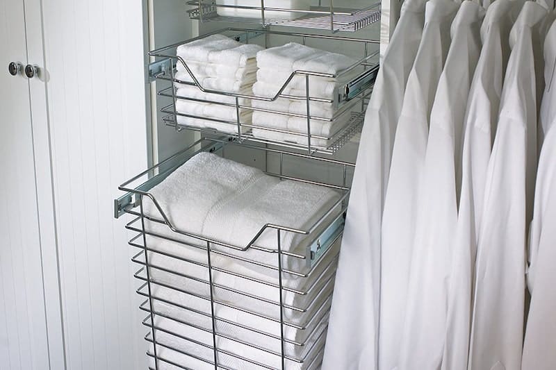 Pull out wire baskets in Laundry Room