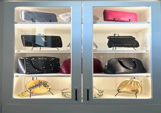 Custom Glass Display Case for Handbags, Purses and Wardrobes