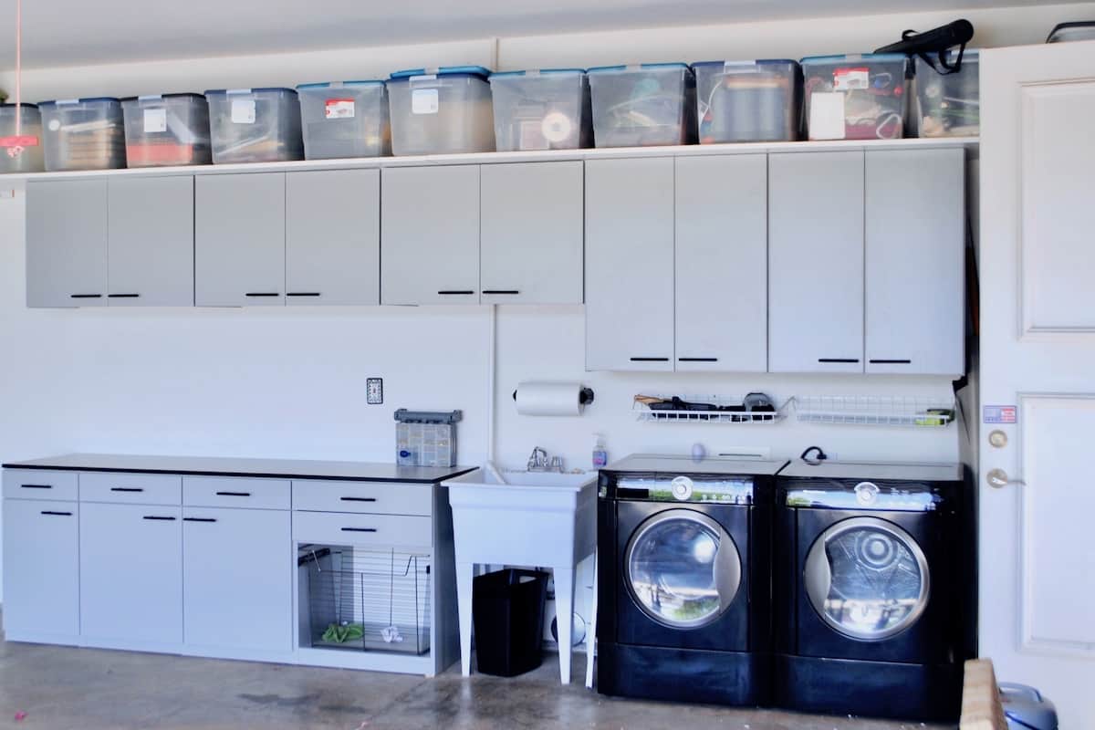 Laundry Room in Garage Storage and Cabinets