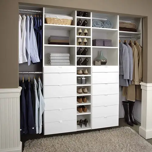 Portland Closet walk-in closet with shelving and shoe rack