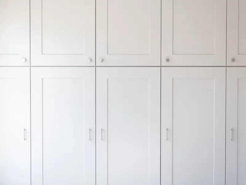 Closeup of tall cabinets in kitchen