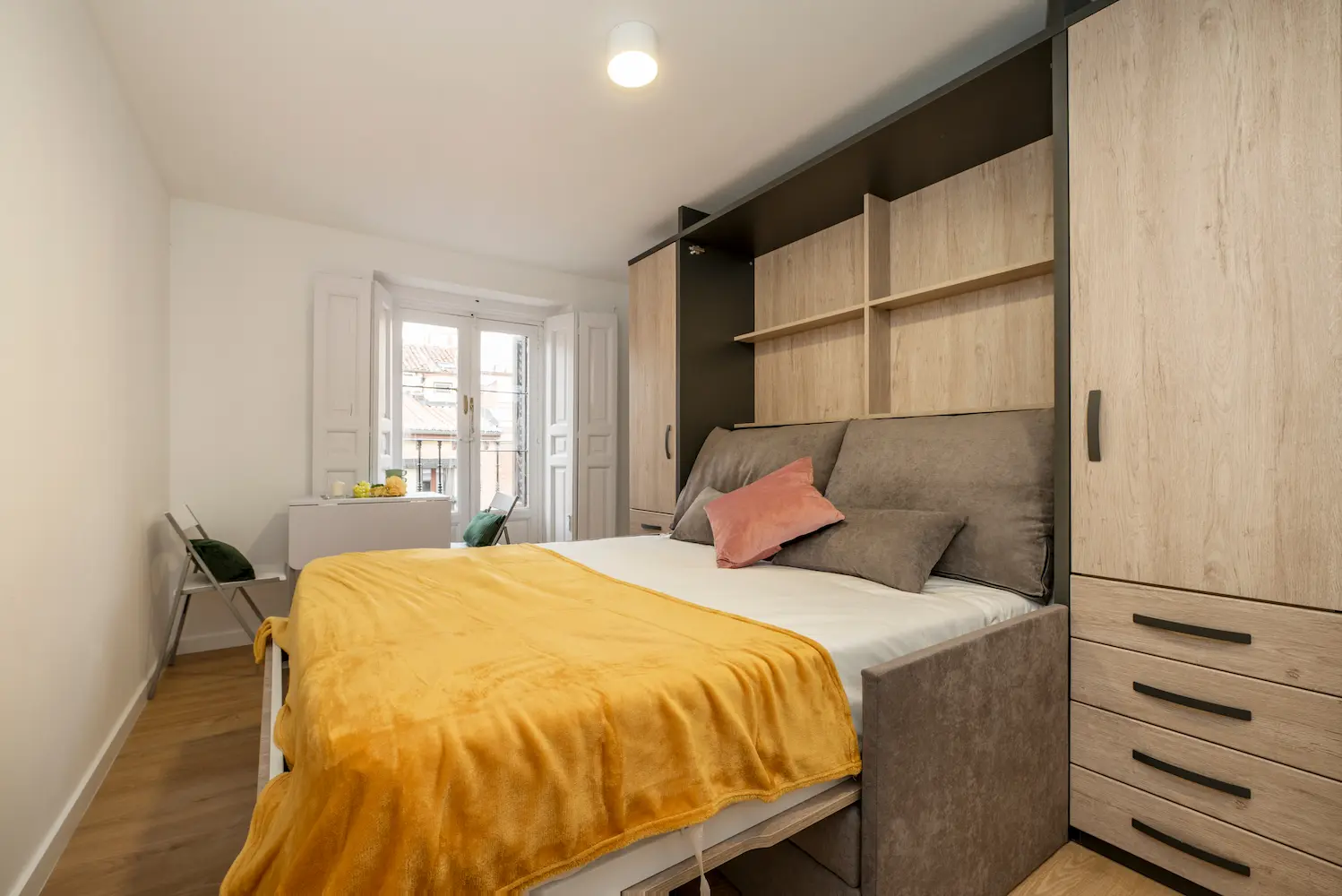 Murphy wall bed with storage in Portland OR home