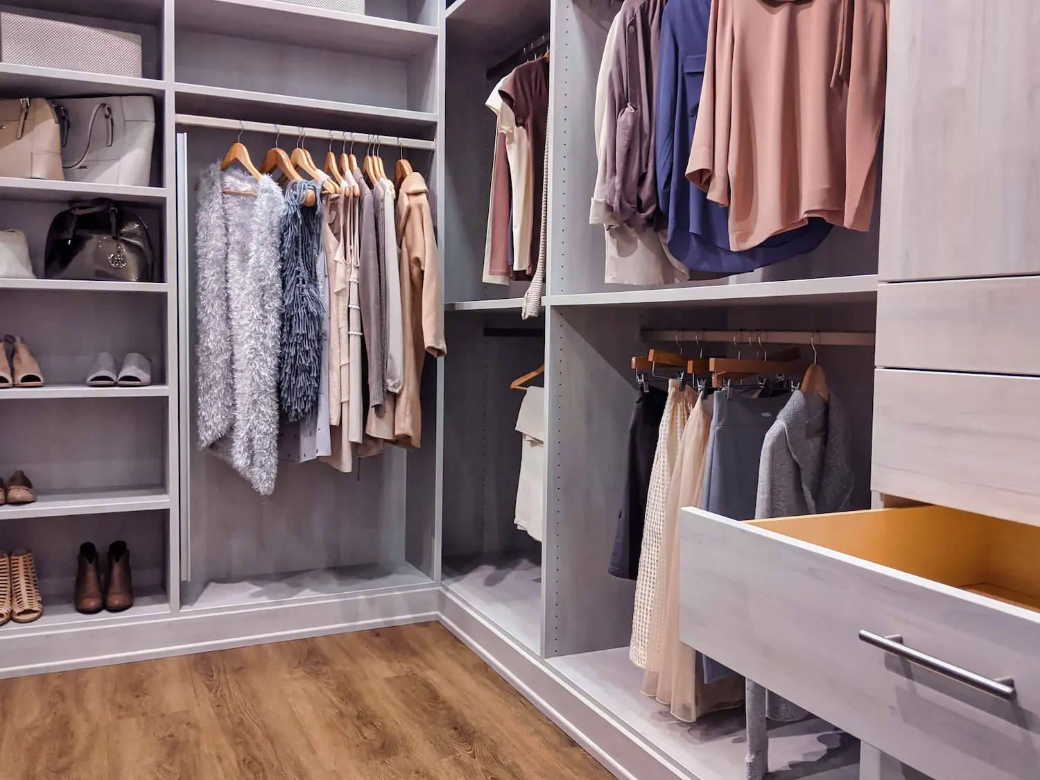 inside of a custom-built Portland closet