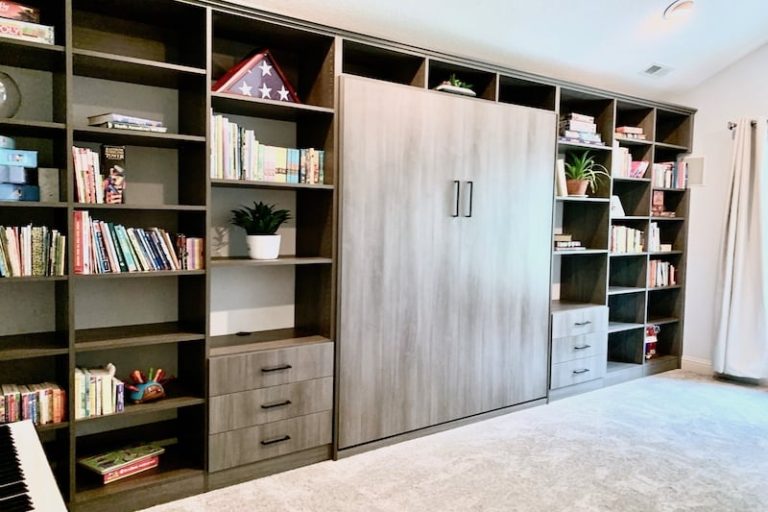 Custom Side Storage Cabinets with Queen Murphy Bed