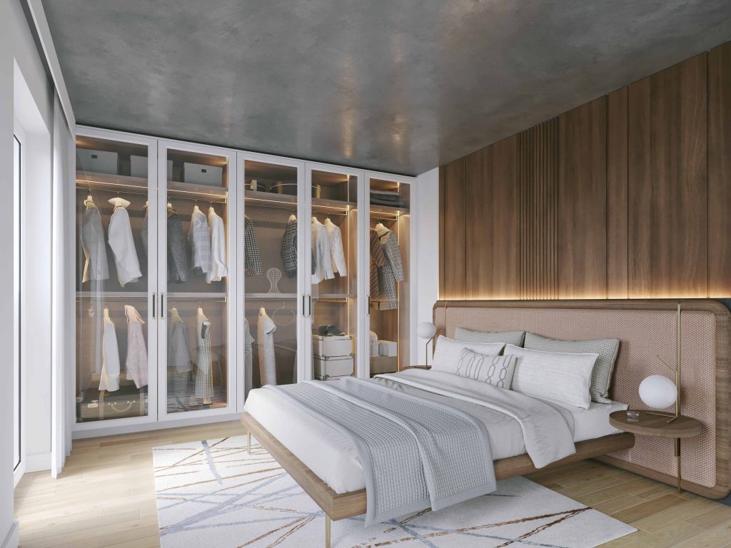 Glass Built in Wardrobe with Lighting