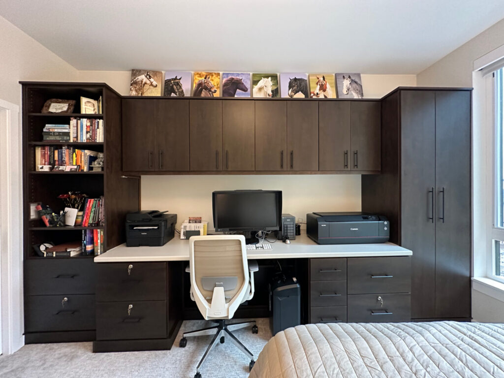 Custom home office built-in desk and cabinetry