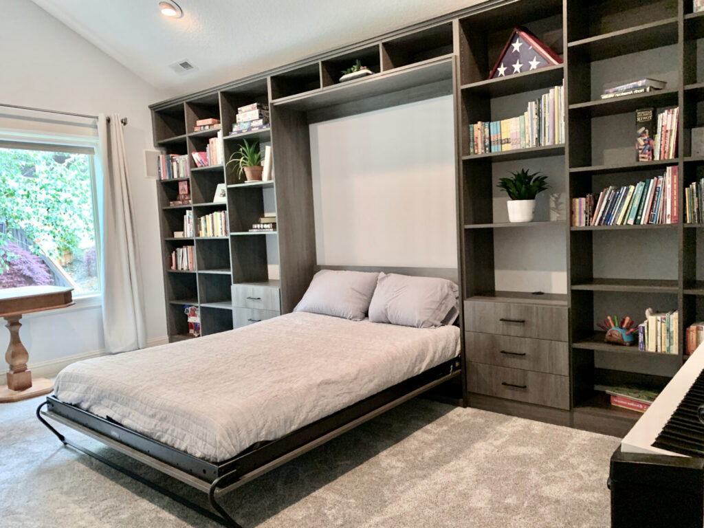 Custom wall-to-wall Murphy bed with built-in cabinetry