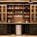 Custom home bar cabinetry and storage