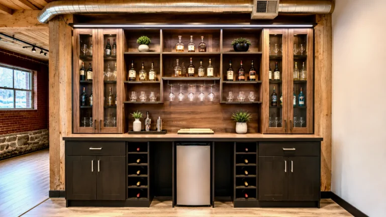 Custom home bar cabinetry and storage