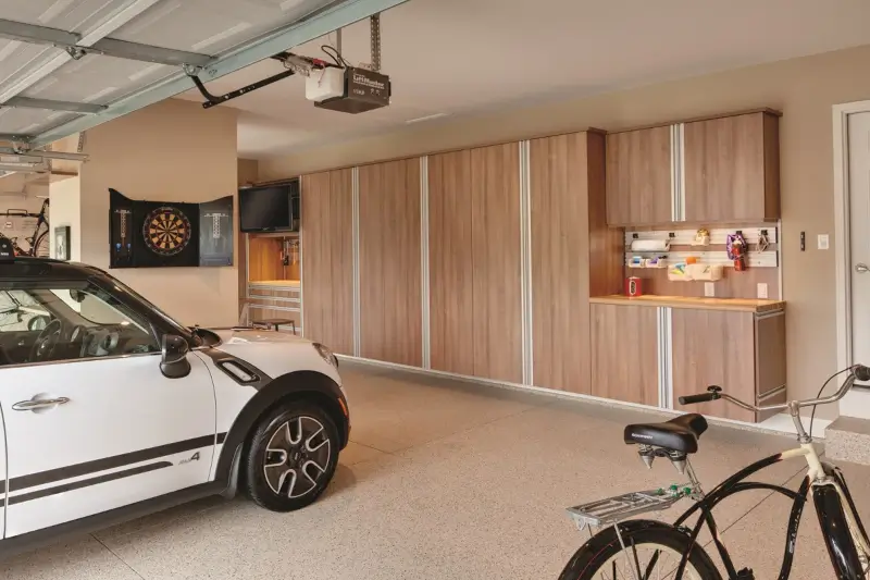 Custom garage storage cabinets and organization system