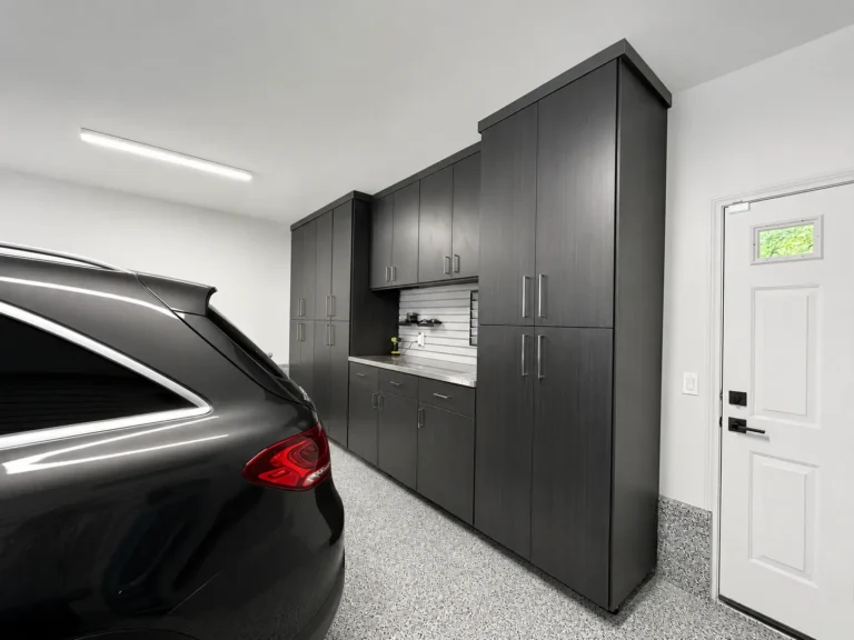 Custom garage storage cabinets and organization system