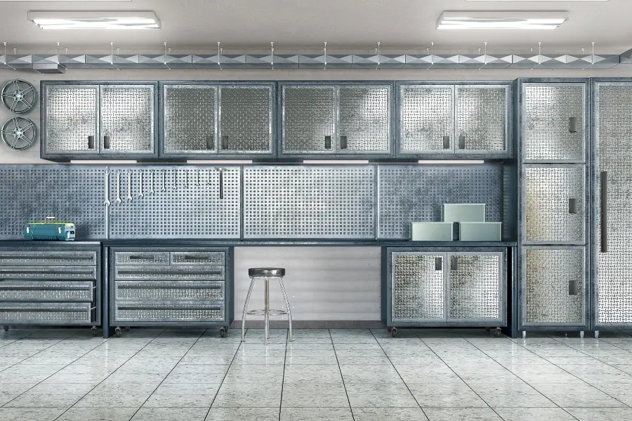 Custom garage storage cabinets and organization system