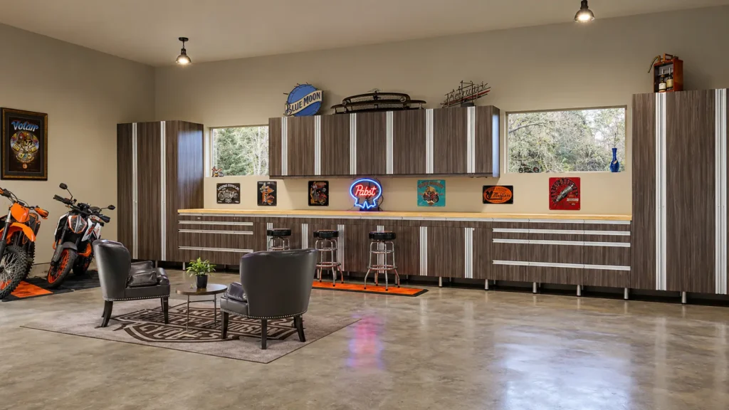 Custom garage storage cabinets and organization system