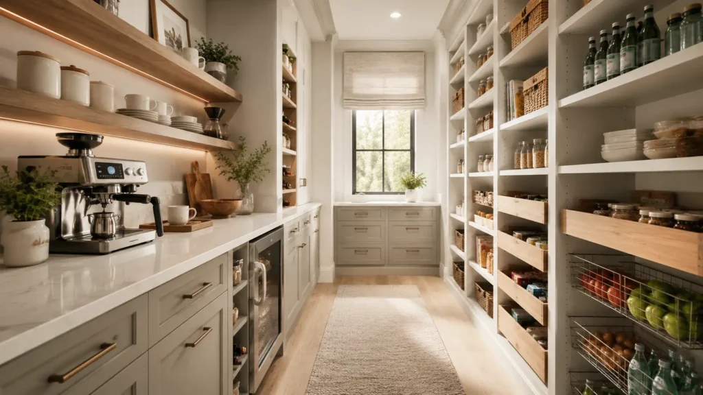 Custom pantry shelving and food storage organization