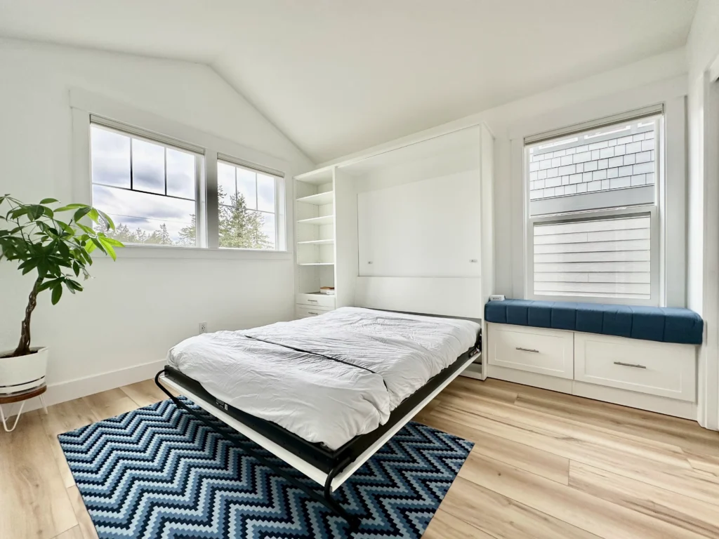 Custom Murphy bed shown open
