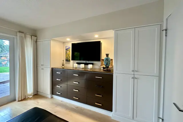 Bedroom media storage area