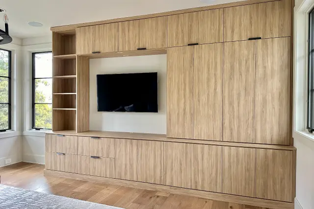 Custom wood media storage area