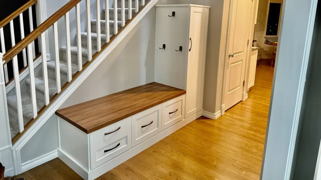 Entry way mudroom with custom storage