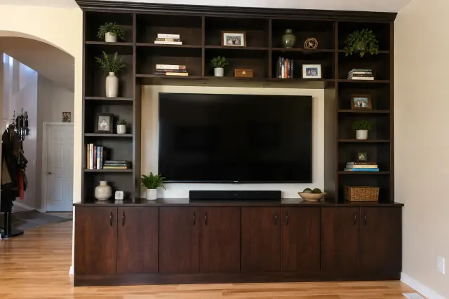 Luxury built-in storage entertainment center