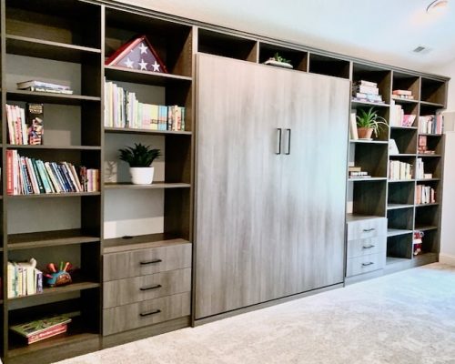Custom Side Storage Cabinets with Queen Murphy Bed