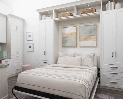 Custom Murphy bed with built-in cabinetry